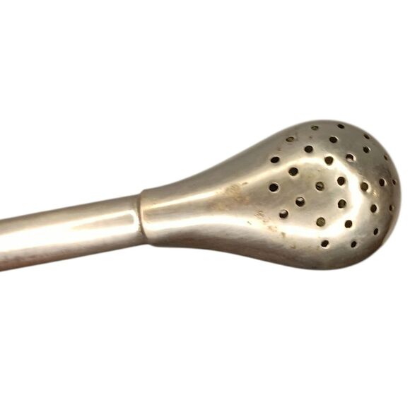 Vintage Bombilla Yerba Mate Straw 800 Silver Gold Gilt Accents Scroll Design 8" - Picture 5 of 14